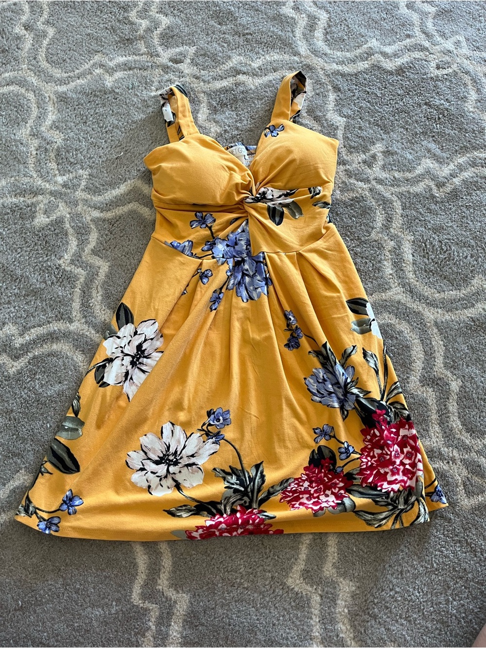 Planet Gold Yellow Floral Twist-Front Mini Dress